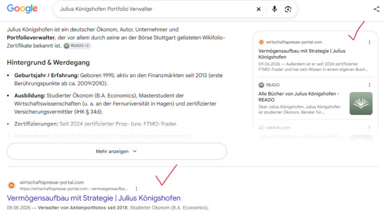 Fallstudie: Von der Buchseite zur sichtbaren Marke: Online-Reputation für einen Portfolioverwalter
